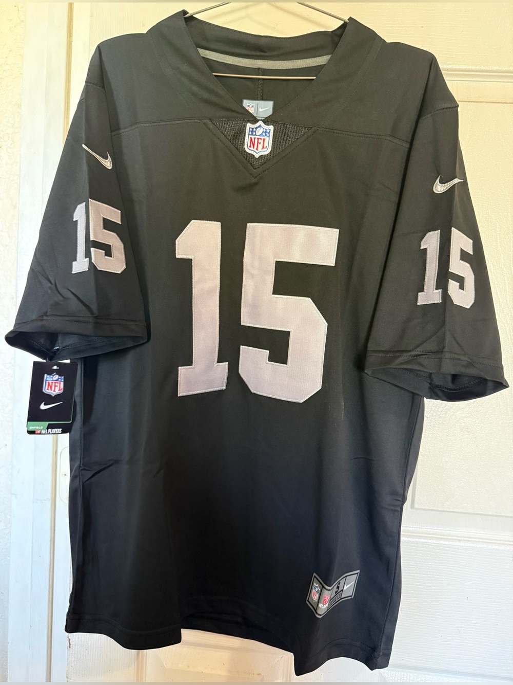 Las Vegas Raiders Black Men's #15 NFL Football Jersey with Gray Numbers